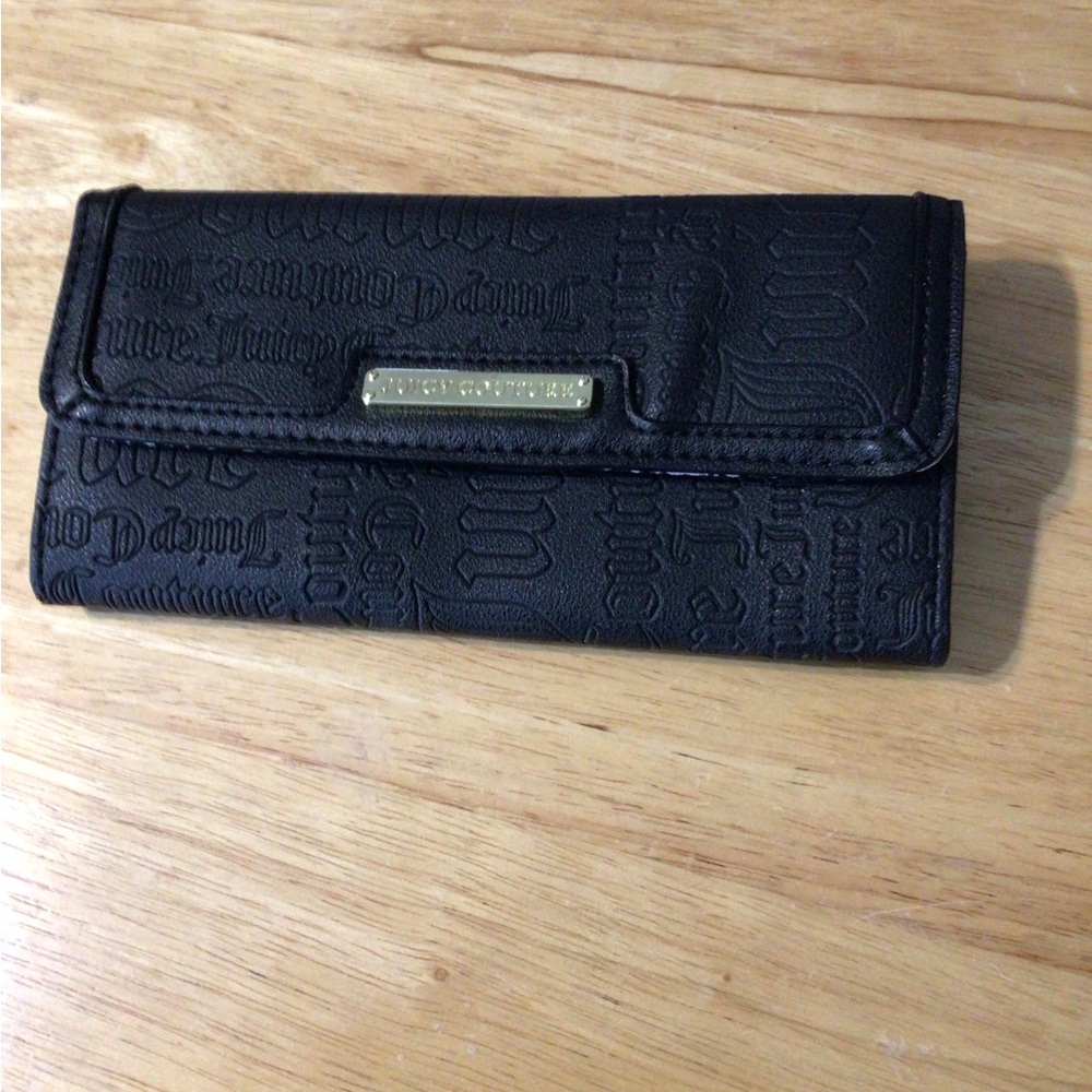 Juicy Couture Black Embossed Wallet with Gold Accent